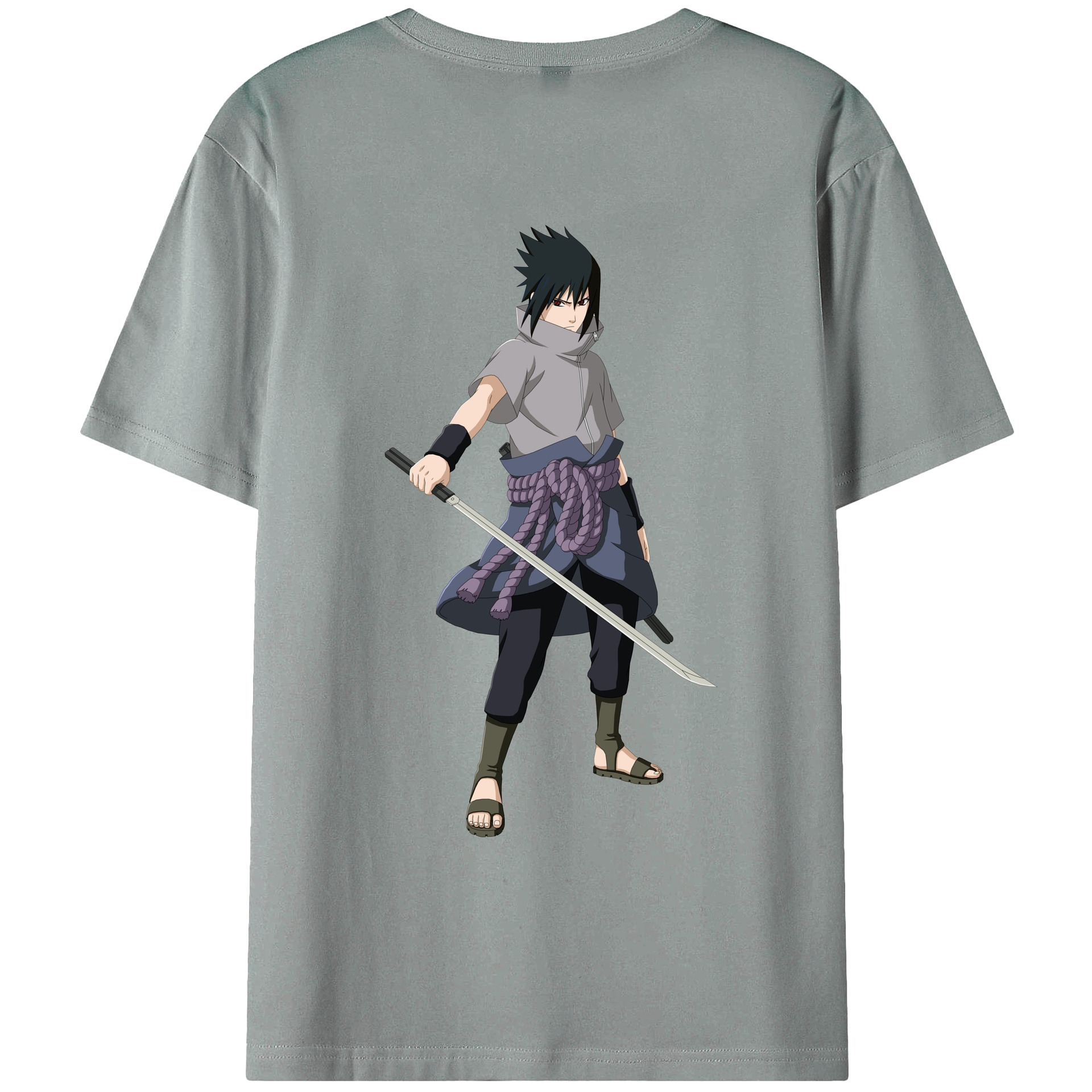 （画像用） NARUTO -ナルト- うちは サスケ Uchiha Sasuke 綿100％ メンズ半袖Tシャツ（バックプリント） 通気性